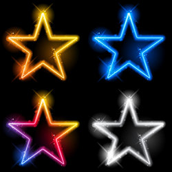 Glowing Neon Stars Set of Four stock vector