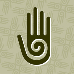 Hand with spiral symbol stock vector