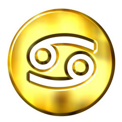 3D Golden Cancer Zodiac Sign stock photo
