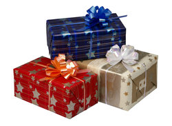 Cash/money gift diy Gift boxes at Christmas or New Year stock photo