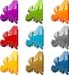 Europe map icon set stock photo